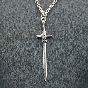 925 Sterling Silver Necklace w/ Silver Elven Sword Pendant Valentines Birthday